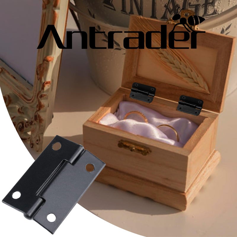 Antrader Folding Hinge, Cabinet Gate Closet Door Hinge 1-1/2'' Long Home Furniture Hardware with 96pcs Screws, Black, 24-Pack - Image 3